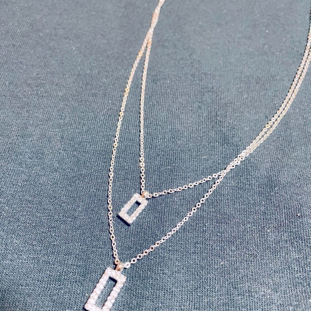 Duel rectangle crystal necklace.